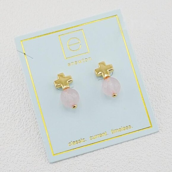 Enewton Cross Pink Crystal Stud Earrings